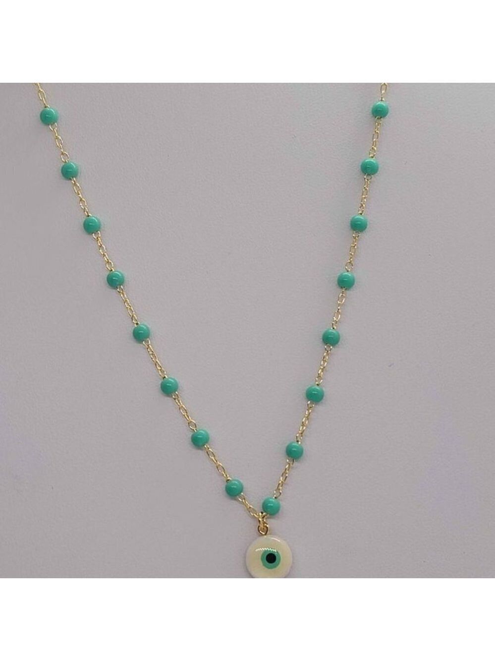 Brazilian 18K Gold Filled Turquoise Evil Eye Necklace – Protection Jewelry - Picture 3 of 4